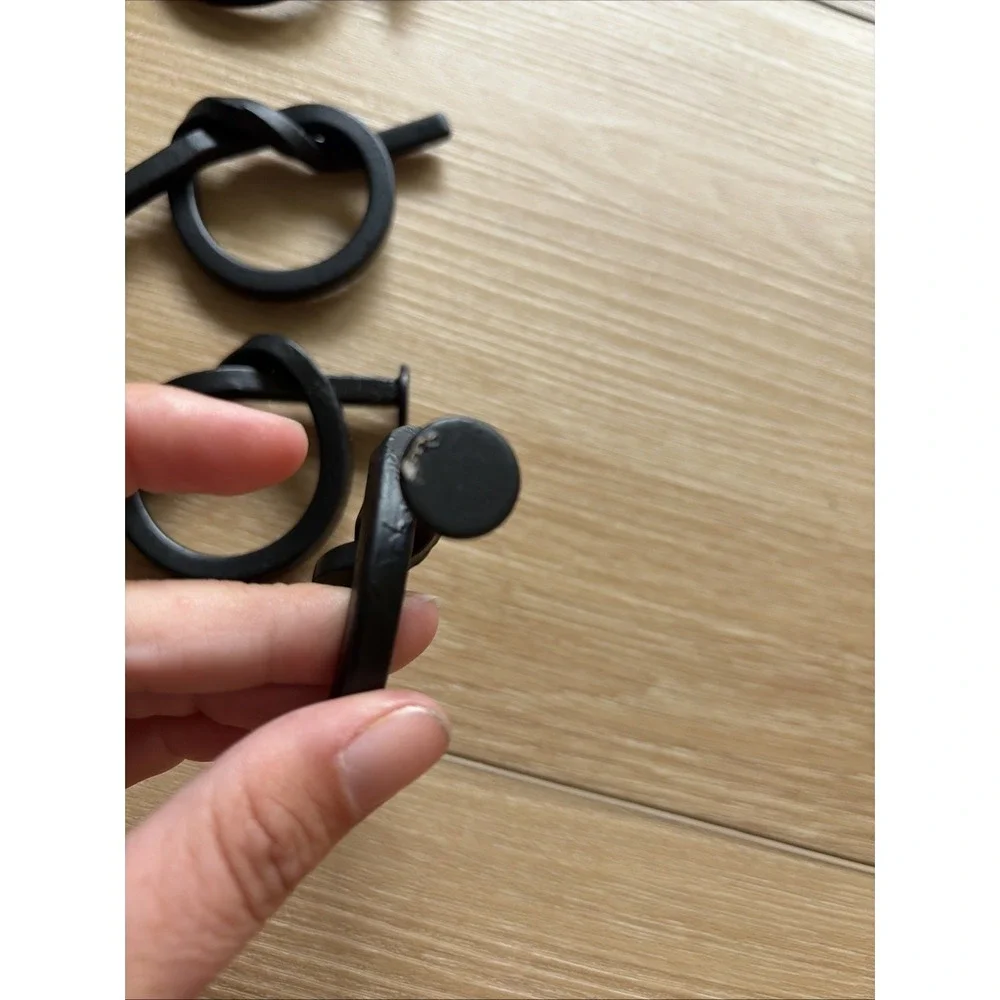 VTG Set Of 12 Knot Nail Black Napkin Rings Tableware Heavy Wrought Iron Look